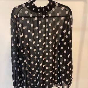 Torrid Black & White Polka Dot High Neck Blouse size 3